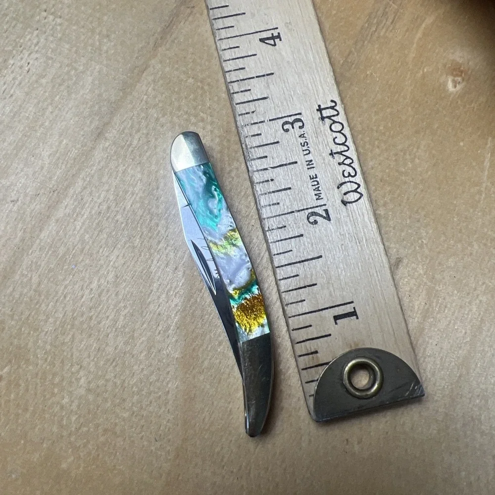 Rare! Michael‎ Prater Toothpick Knife Turquoise, Gold, Ivory Handle